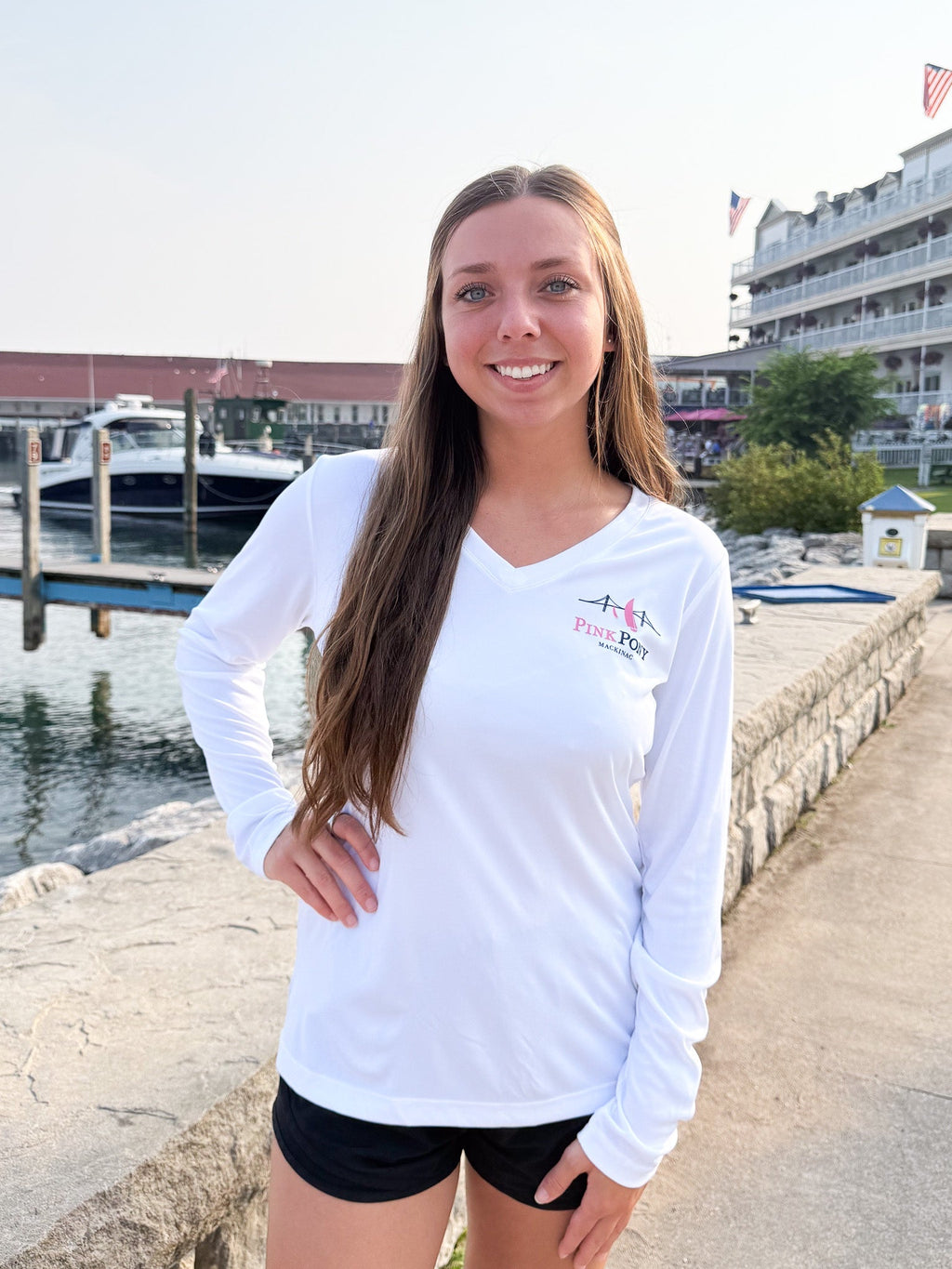 Regatta L/S Performance V-neck White