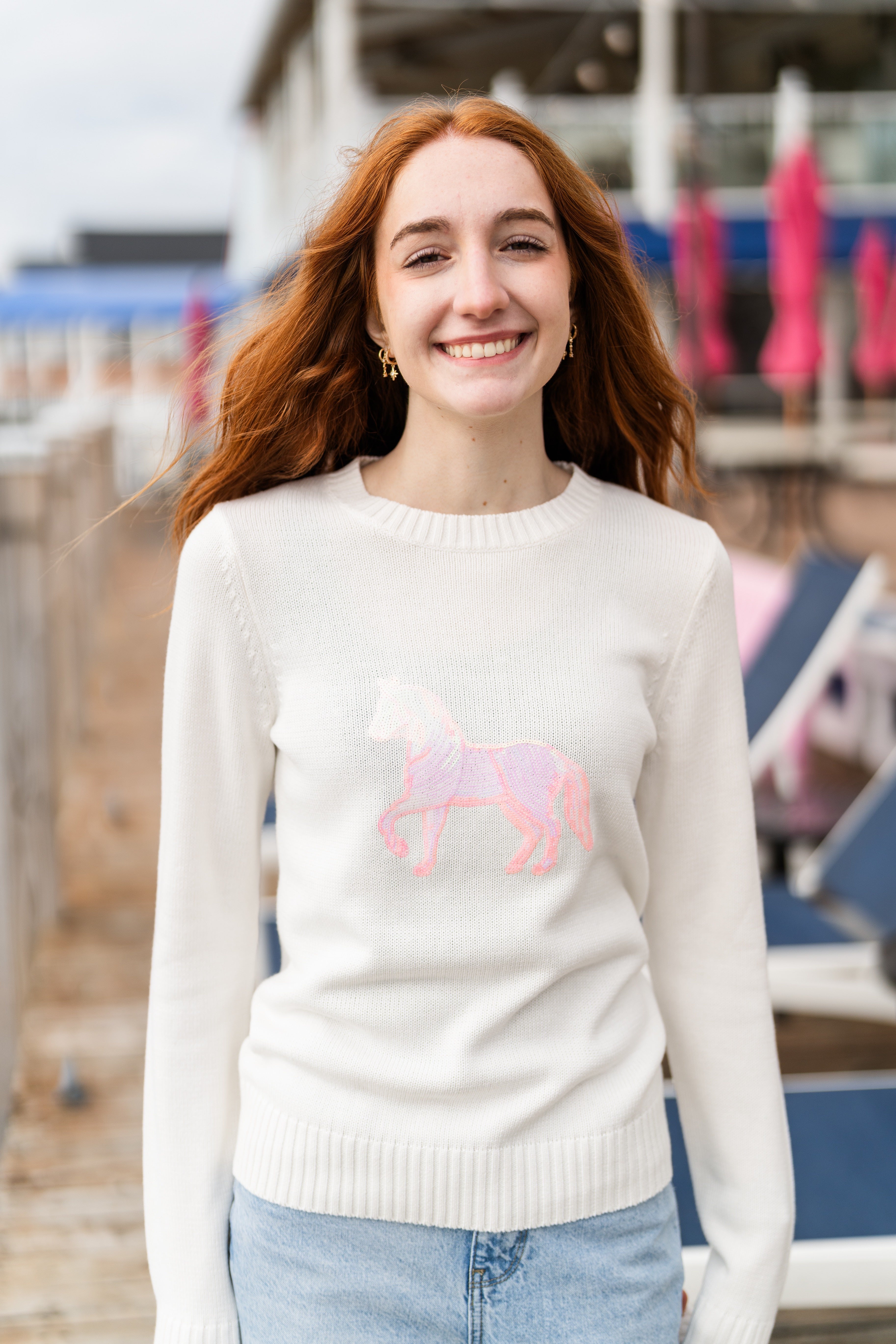 Classic Crewneck Sequin Pony Sweater
